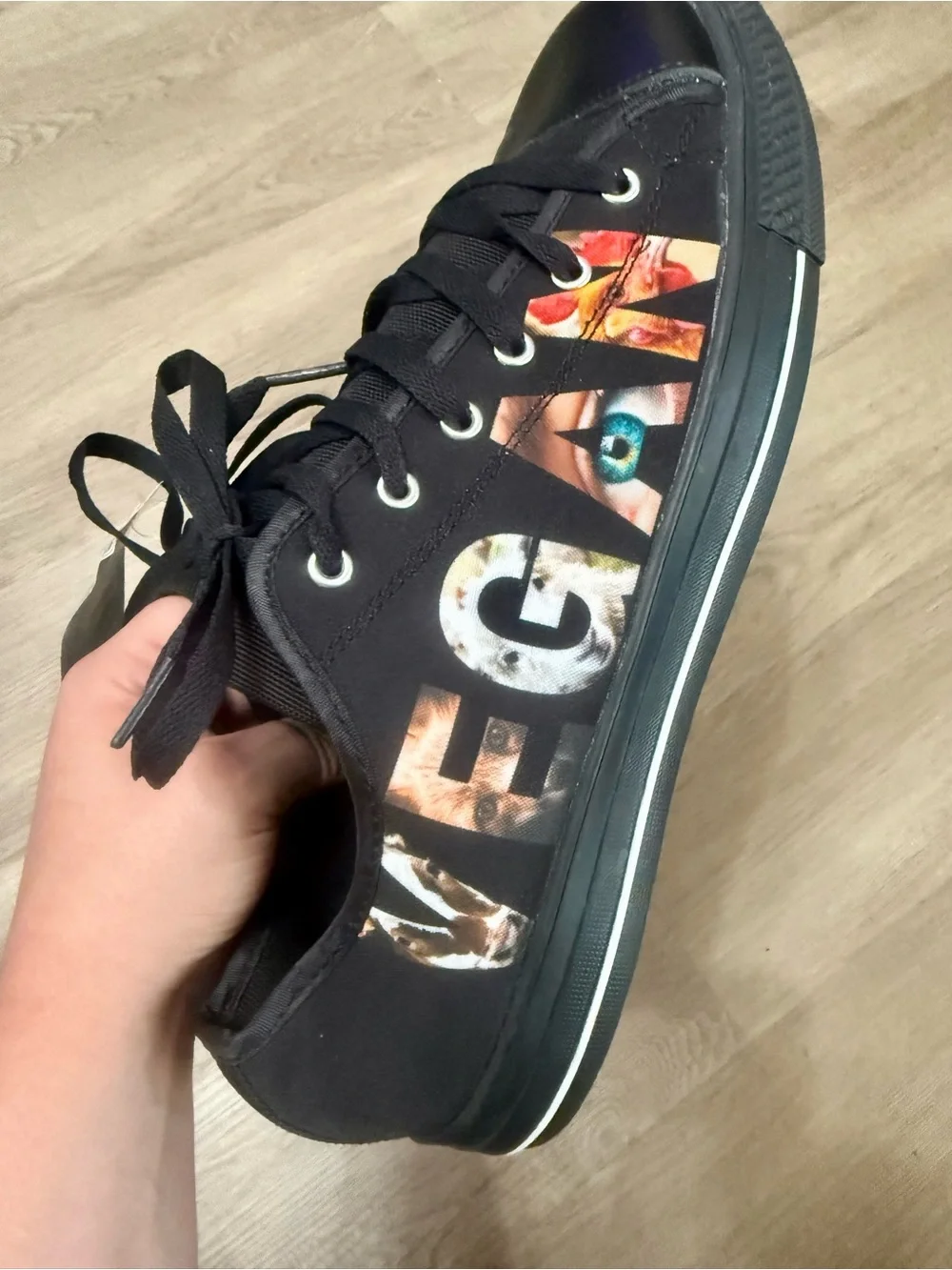 NWT Custom Vegan Graphic Canvas Sneakers